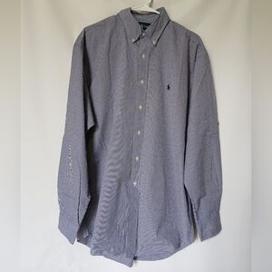 Ralph Lauren Mens Blake Long Sleeve Plaid Shirt Size L Color Navy Blue White
